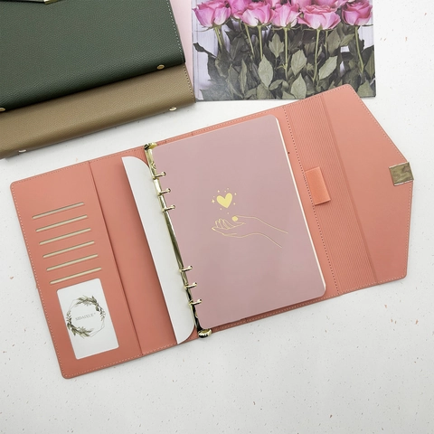 Carnet En Cuir PU Affaires Feuilles Mobiles Journal Rechargeable Reliure À Anneaux Boucle Magnétique Planificateur