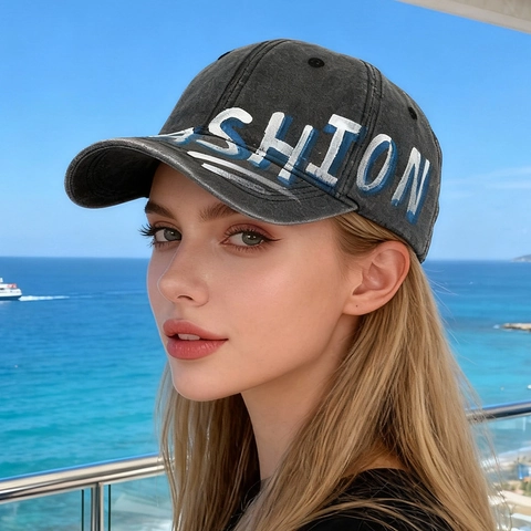 Washed Cotton Baseball Cap Retro Distressed Graffiti Buchstabendruck Sonnenschutz Verstellbare Schirmmütze Unisex