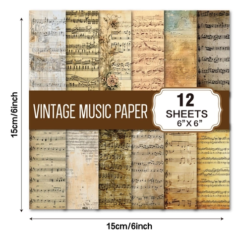 Vintage Scrapbook Paper Decorative Background For DIY Junk Journal Classical Music Floral Patterns Retro Stationery