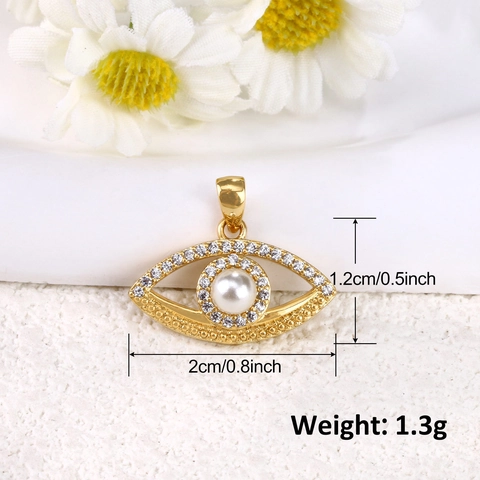 Evil Eye Charms Pendants Gold Plated Copper Enamel Zircon Artificial Pearl DIY Jewelry Making Necklace Bracelet Accessory