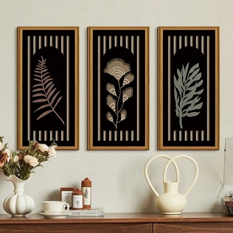 Botanische Wanddeko Holz Vintage Blatt Silhouette Plakette Für Wohnzimmer Schlafzimmer Minimalistische Boho Heimkunst