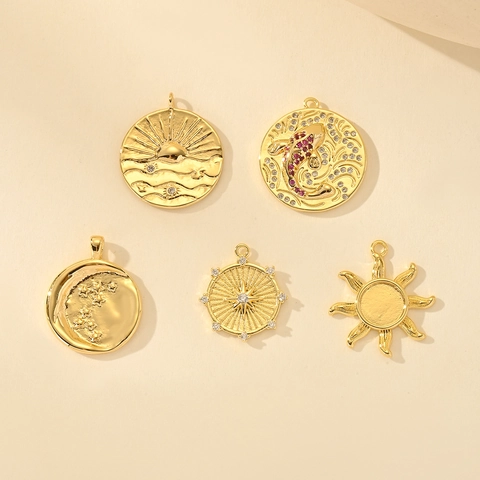 Boheems Legering Strass Hemelse Hangers Zon Maan Ster Koi Vis Charmes Voor DIY Ketting Armband Sieraden Maken Accessoires