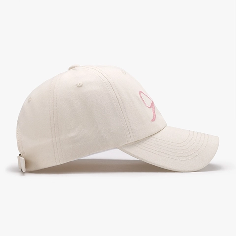 Cappello Da Baseball In Cotone Ricamo Fiocco Chic Parasole Traspirante Visiera Curva Fibbia In Metallo Per Donna