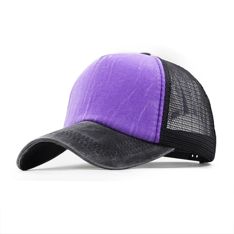 Cappello Trucker In Denim Di Cotone Lavato Rete Traspirante Cappello Da Baseball Regolabile Distressed Protezione Solare Sportiva