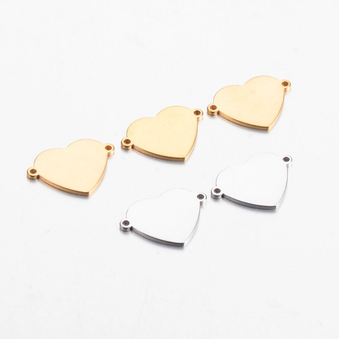 Connettore Cuore In Acciaio Inossidabile Ciondolo Doppi Fori DIY Gioielli Bracciale Collana Lucidato