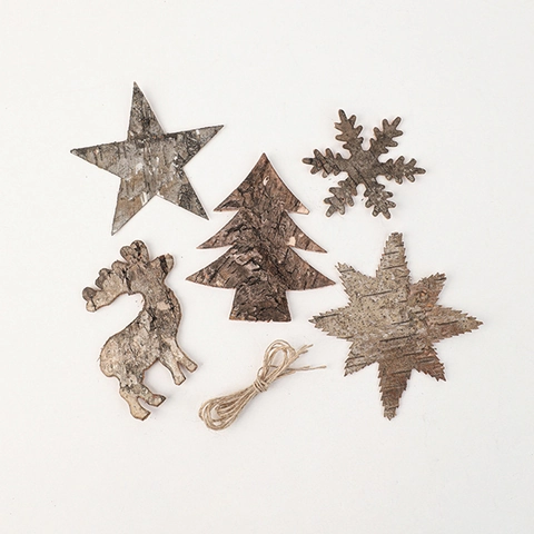 Ornamenti Natalizi In Legno Di Corteccia Naturale Accessori Decorativi Appesi Per Feste Rustico Fiocco Di Neve Renna Stella
