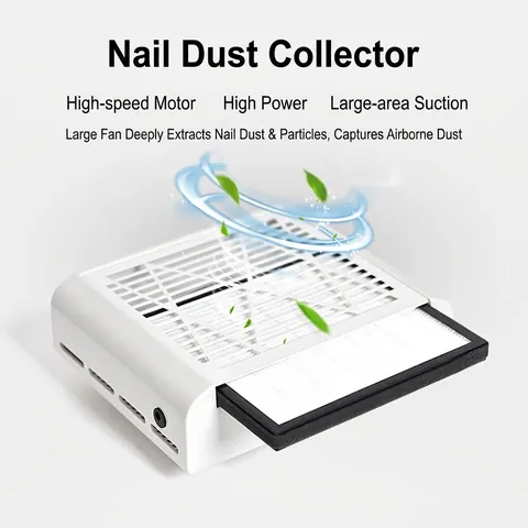 Professional Nail Dust Collector High Power Vacuum Manicure Extractor Fan Desktop ABS Stainless Steel Nail Care Tool For Salon