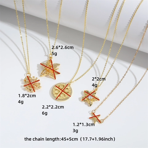 Collar Con Colgante De Cobre Chapado En Oro Circón Flor Estrella Medalla Joyería De Moda Para Mujer Cadena De Clavícula