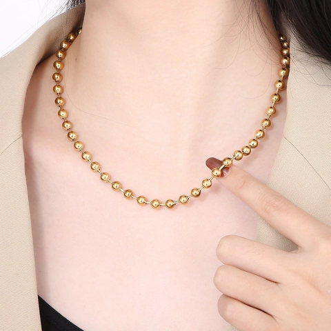Collana Minimalista Con Catenina A Sfere In Acciaio Inossidabile Per Donne Uomini Oro Argento Oro Rosa Gioielli Tondi