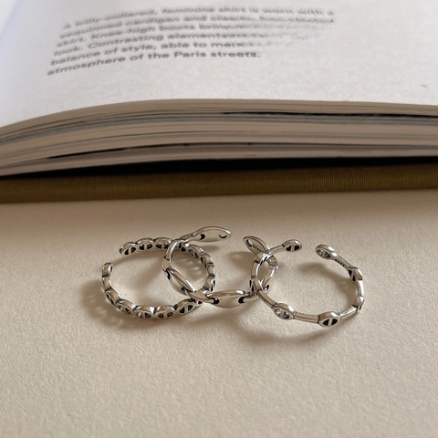 925 Sterling Silver Ring Minimalist Adjustable Retro Anchor Chain Link Design Daily Jewelry For Women