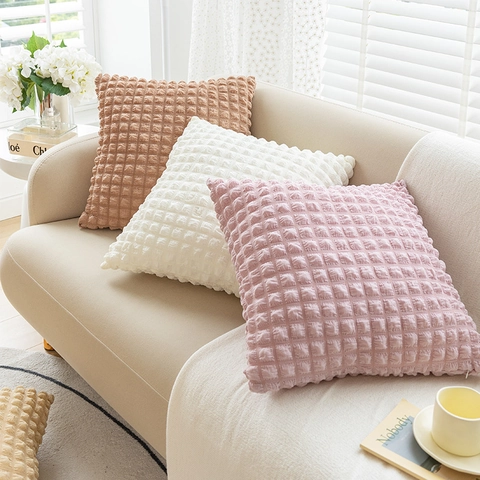 Moderner Dekorativer Kissenbezug Weiche Bubble Textur Waffel Gitter Kissenhülle Einfarbig Sofa Bett Dekor Kissenhülle