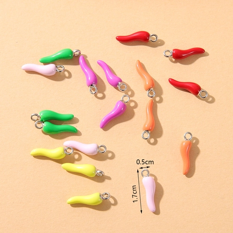 Chili Pepper Charms Alloy Enamel Colorful Vegetable Shape For DIY Earring Bracelet Necklace Jewelry Making