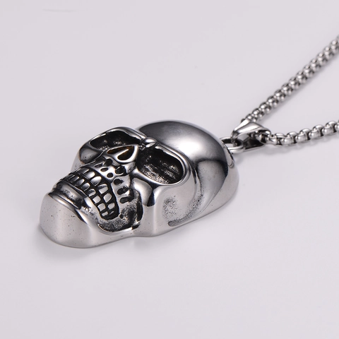 Collana Con Ciondolo Teschio Retrò Acciaio Inossidabile 304 Lucidato Punk Hip Hop Gothic Halloween Gioielli Per Uomo Donna