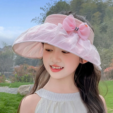 Sombrero Visera Solar Niñas Malla Tul Punto Parte Superior Vacía Lazo Decoración Frutas Princesa Verano Exterior Protección Solar Transpirable