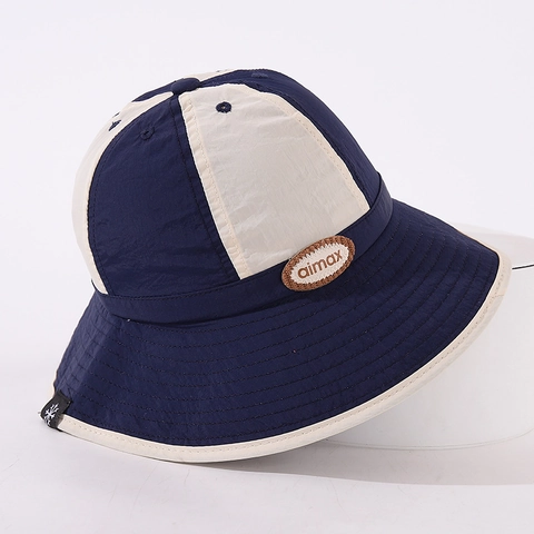 Cappello Pescatore Bambini Color Block Cotone Rapida Asciugatura Protezione Solare Antivento Regolabile Cappello Esterno Per Piccoli