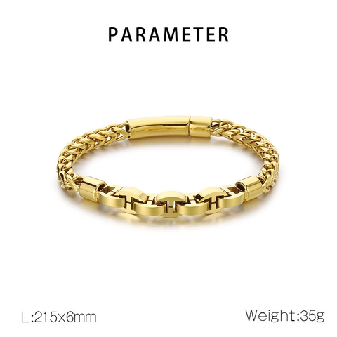 Bracciale A Catena In Acciaio Inossidabile Osso Di Drago Maglia Geometrica Industriale Gioielli Hip Hop Punk Alla Moda Per Uomini