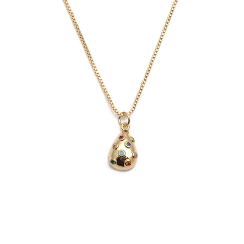 Collana Con Pendente A Goccia Rame Zircone Colorato Geometrico Forma Pera Catena Box Gioielli Per Donne