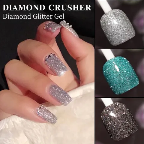 Reflecterende Glitter Nagellak Gel Diamant Schittering Soak Off UV LED Manicure Kunst Glinsterend Disco Effect