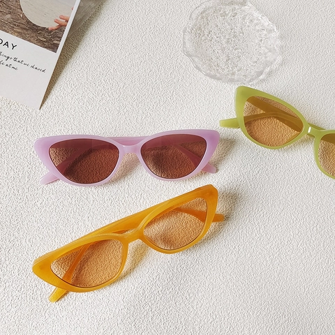 Retro Cat Eye Sunglasses For Women UV400 Resin Frame Vintage Fashion Jelly Color Sun Shades Eyewear
