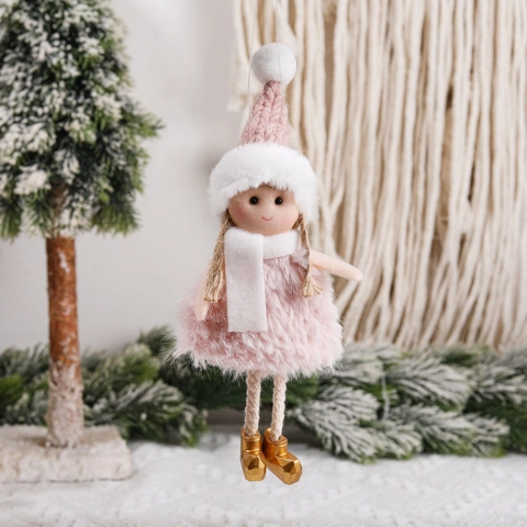 Ciondoli Appesi Di Natale Cappello In Maglia Rosa Peluche Babbo Natale Pupazzo Di Neve Renna Bambola Ornamenti Decorativi
