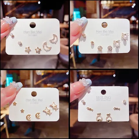 Stud Earrings For Women Cute Gold Plated Copper Cubic Zirconia Artificial Pearl With 925 Sterling Silver Earring Post Exquisite Jewelry