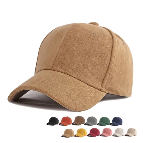 Suede Baseball Cap Solid Color Adjustable Curved Brim Sun Protection Warm Winter Outdoor Hat For Men Women