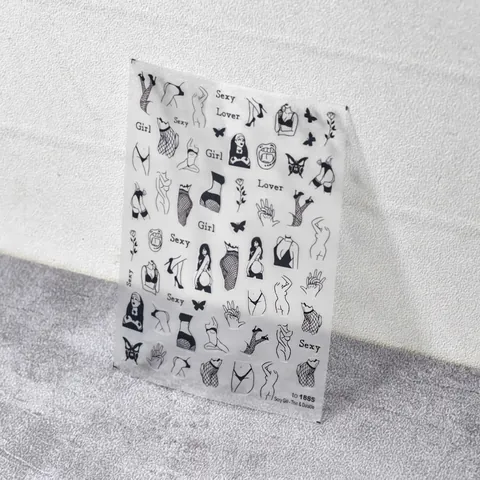 Minimalist Black Line Art 5D Nail Stickers Sexy Female Body Silhouette Thin Self Adhesive Manicure Decoration For Women