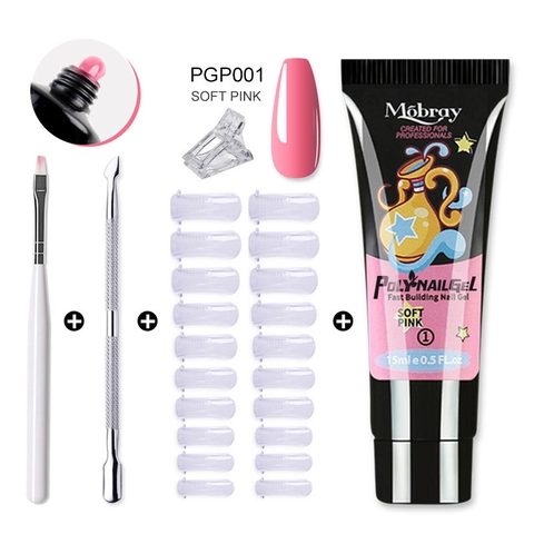 Poly Nail Gel Fast Building Nail Extension Gel Includes Dual Forms Brush Spatula For DIY Manicure Professional Salon