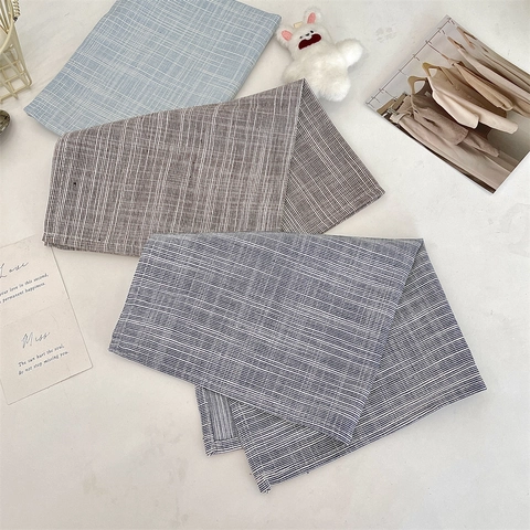 Tovaglietta Minimalista in Cotone e Lino Resistente al Calore a Righe Quadri Rettangolare Pad per Tavola da Pranzo Cucina Casa