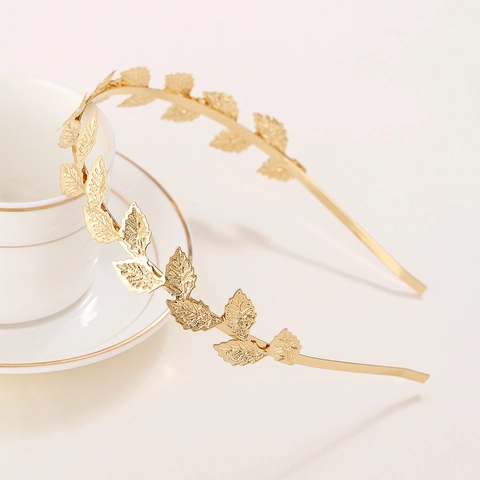 Legering Metalen Blad Hoofdband Barok Laurierblad Haarband Voor Bruiloft Bruid Feest Mode Dames Accessoires
