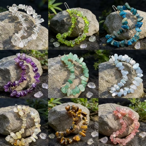 Pinza Para El Cabello De Luna Con Piedra De Cristal Natural Hecha A Mano Forma De Luna Accesorios Para Mujer Estilo Boho