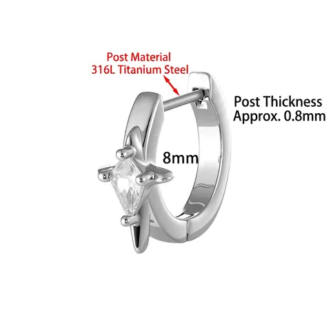 Orecchini A Cerchio Per Cartilagine Stella Con Perno In Acciaio Titanio 316L E Zirconia Gioielli Piercing