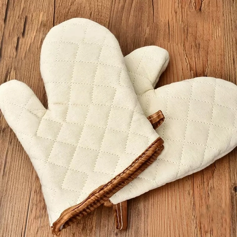 Guantes De Horno Resistentes Al Calor Algodón Poliéster Acolchado Anti Escaldaduras Para Cocina Microondas