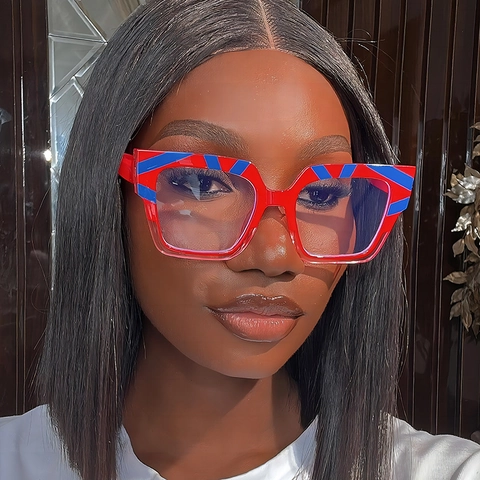 Modische Oversize Eckige Blaulichtfilter Brille PC Rahmen Dekorative Modische Optische Brille Für Frauen