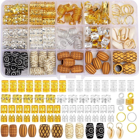 Dreadlock Braid Jewelry Hair Accessories Metal Cuffs Shell Pendants Rhinestone Wood Beads DIY Styling Decoration