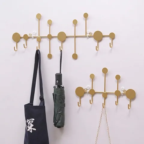 Creative Geometric Metal Wall Mounted Coat Rack Iron Decorative Hooks For Entryway Hallway Bedroom Gold Black Modern