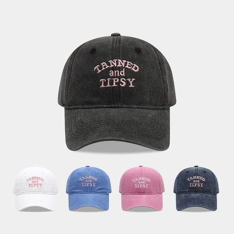 Casquette De Baseball En Coton Lavé Rétro Broderie De Lettres Réglable Chapeau De Protection Solaire Décontracté