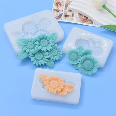 Moule En Silicone Tournesol 3D Fleur De Soleil Feuille Outil De Cuisson DIY Pour Gâteau Fondant Chocolat Savon Résine