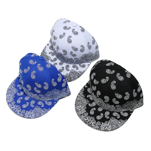 Cappello Da Baseball Con Stampa Paisley Visiera Piatta Snapback Stile Hip Hop Acrilico Cappello Regolabile Unisex