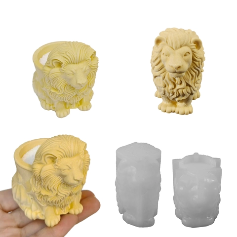 Stampo In Silicone Testa Di Leone Per Creazione Candele Profumate DIY Forma Animale 3D Resina Epossidica Gesso Strumento