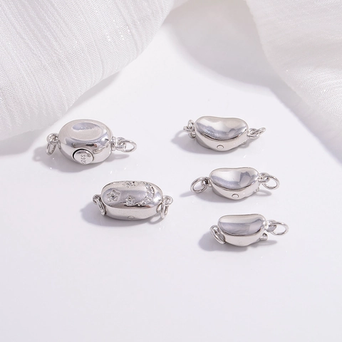 Cierre Conector De Collar Pulsera De Plata De Ley 925 Para Creación De Joyas DIY Forma De Haba Estrella Luna Celestial