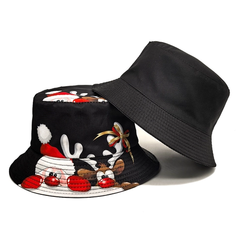 Kerst Vissershoed Kerstman Rendier Patroon Polyester Opvouwbaar Zonbescherming Casual Festival Cadeau Voor Heren Dames