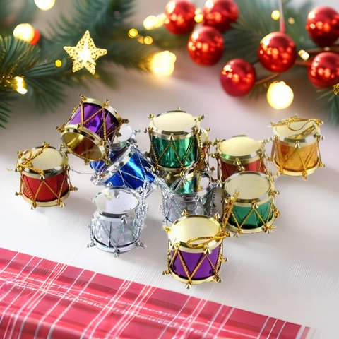 Ornamenti Natalizi A Mini Tamburo Plastica Galvanizzata Colorata Appesa Decorazioni Festive Per Albero Di Natale Casa Festa