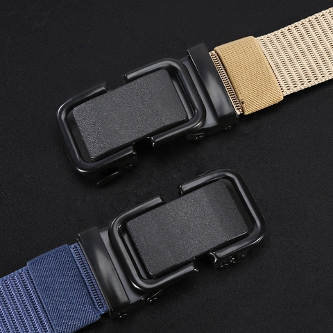 Men's Tactical Nylon Belt Casual Outdoor Woven Webbing Belt With Iron Automatic Quick Release Buckle Adjustable Waist Strap