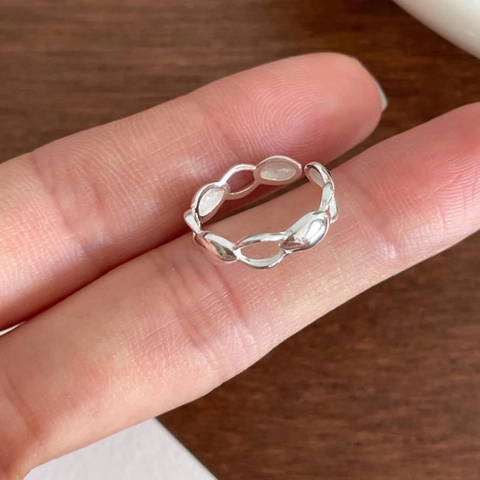 925 Sterling Silver Ring Irregular Geometric Wave Adjustable Open Band Minimalist Jewelry For Women