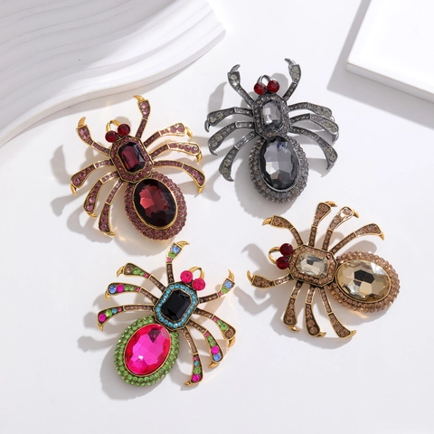 Vintage Spider Brooch Crystal Rhinestone Insect Breastpin Jewelry For Women Party Banquet Fashion Accessory Gift