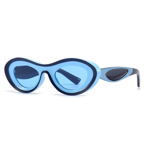 Y2K Mode Unregelmäßige Wellenförmige Sonnenbrille Damen UV400 Schutz Dicker Ovaler Rahmen Retro Future Style Straßenfotografie Sonnenbrille