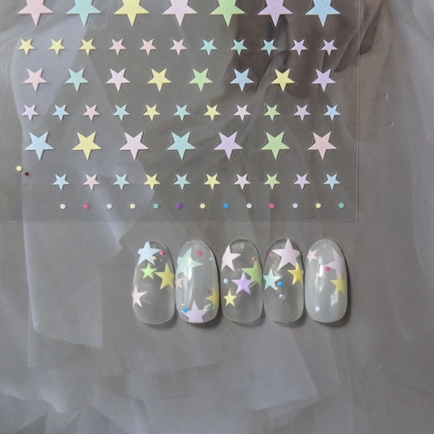 Autocollants Art Des Ongles Gaufré Motif Étoile Macaron Coloré Relief Décalcomanies Manucure Auto Adhésif Décor Femmes DIY