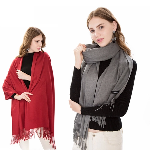 Solid Color Imitation Cashmere Scarf For Men Women Soft Warm Winter Tassel Shawl Thick Long Wrap Fashion Accessories