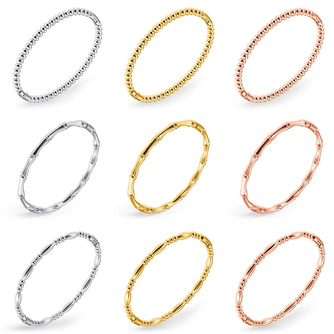Bracciale Rigido In Acciaio Inossidabile Da Donna Lucidato Nodo Di Bambù Perla Gioielli Di Moda Accessorio Minimalista Versatile